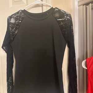 Black Lace Sleeve Top